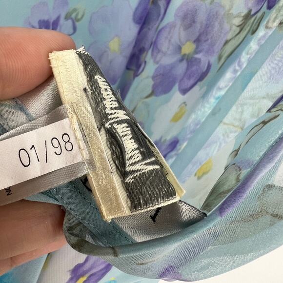 VTG Valentino Intimo Blue Floral Lingerie Gown Matching Robe 2 PC Set Petite NEW - Picture 5 of 16